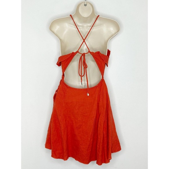 FREE PEOPLE women's coral orange Endless Summer More Than A Mini dress SZ S - Picture 6 of 7
